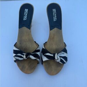 MICHAEL Michael Kors Black and White Knotted Slide Mules